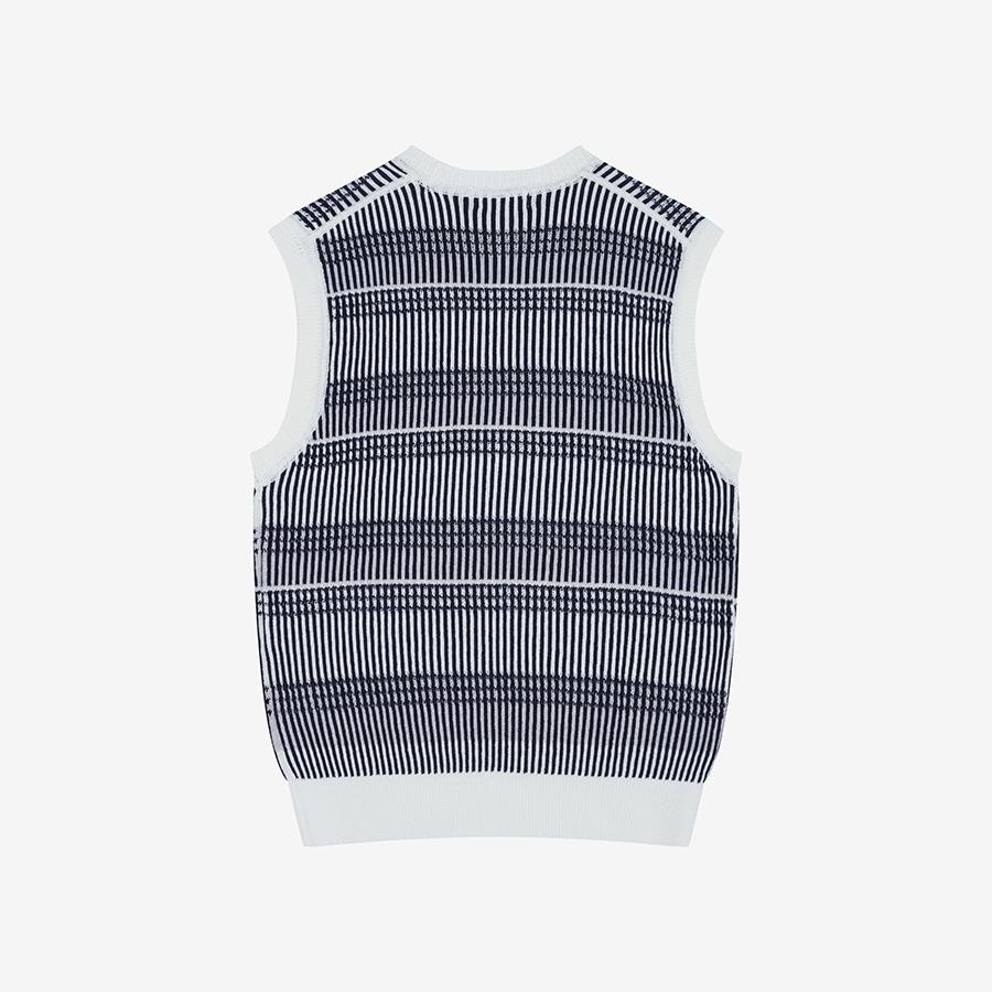 SIEG Regular Fit Striped Vest Knit Navy (Piucd8034)