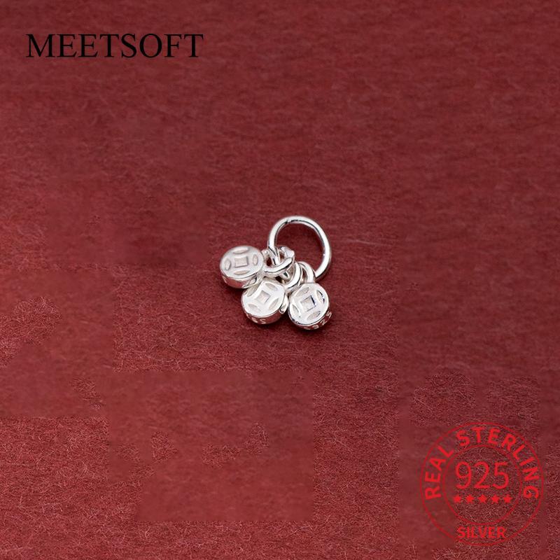 

925 Silver Making Old Hollow Coins Retro Pendant Handmade DIY Handmade Rope Material Accessories