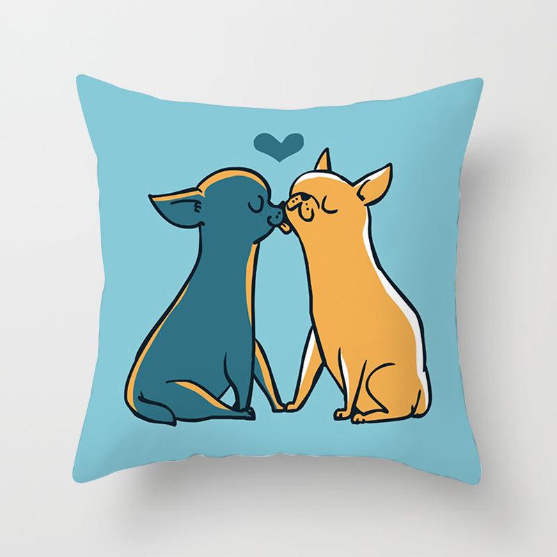 Animal Cushion Pillowcase Cartoon Couple Dog Office Pillowcase Car Cushion Waist Pillow