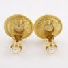 CHANEL Round logo Earring vintage Plated Gold/Fake pearl 21.8g Women Used