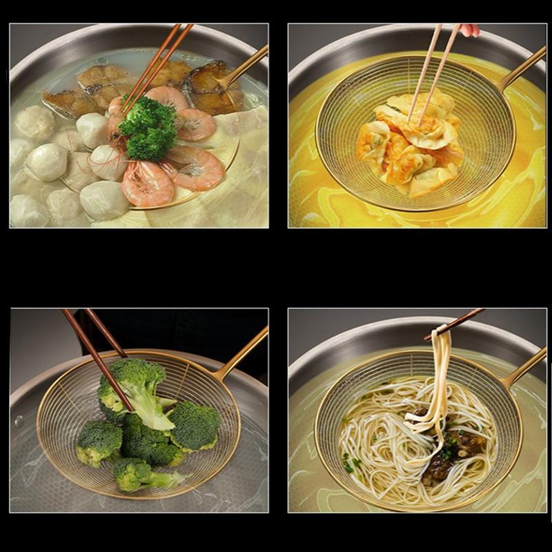 Silver Filter Spoon Hot Pot Colander Stainless Steel Fine Mesh Oil Strainer Ladle Skimmer Kitchen Accessories
