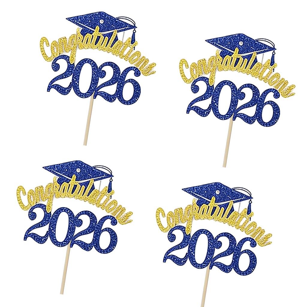 2026 Graduation Party Supplies 4PCS Cake Toppers With Paper Materials Design Paper Graduation Cake Inserts