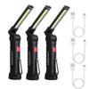 New Portable COB LED Flashlight USB Rechargeable Work Light Magnetic Lanterna Hanging Lamp with Built-in Battery Camping Torch