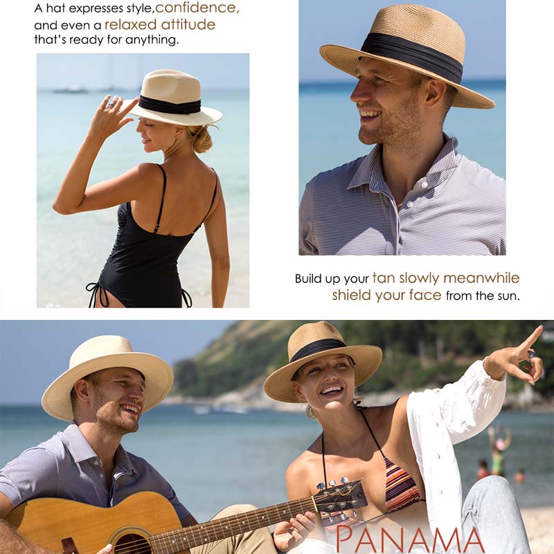 Summer Large Size 64cm Classic Sun Hats for Men Women Panama Hats Couple Wide Brim Beach Straw Hat Big Head Plus Size Fedora Hat