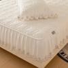 Princess Style Wool Lace Bed Skirt Cover - Non-Slip All-Season Thickened Mattress Protector for Single Beds
