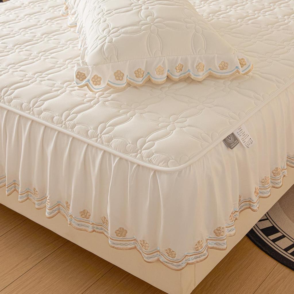 Princess Style Wool Lace Bed Skirt Cover - Non-Slip All-Season Thickened Mattress Protector for Single Beds