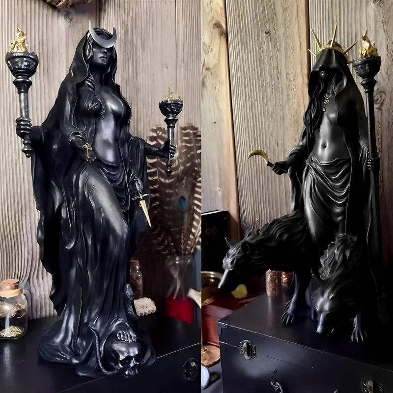 Goddess Statue Antique Finish Statue Resin Wizard Goddess Sculpture Art Garden Ornament Halloween Home Decor Sculpture