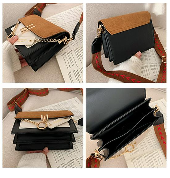 Korean Style Frosted Fabric Color Block Shoulder Bag - Autumn/Winter Fashion