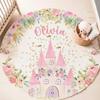 Enchanted Unicorn Floral Round Rug for Home Decor Magical Rainbow Playful Floor Mat for Kids Nursery Bedroom Fantasy Decor