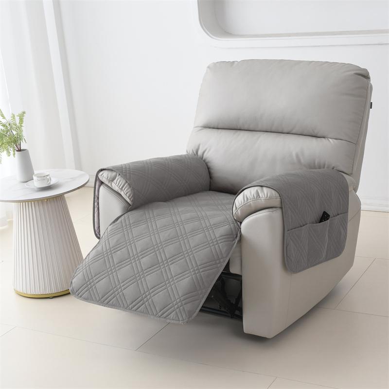 1 Seater Nordic Style Recliner Sofa Seat Covers with Pocket Durable Armchair Protective Case Non-slip Couch Pad for Living Room