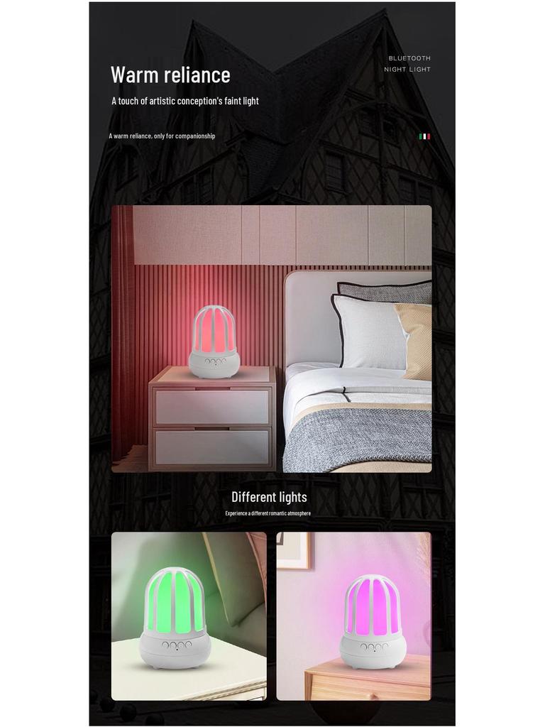 LED Birdcage Speaker Night Light with Dimmable Sleep Eye Protection