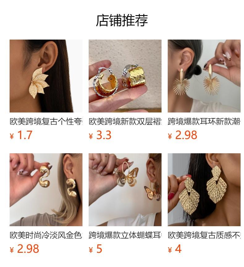Fashion Hollow Circle Metal Earrings Personality Exaggerated Geometric Circle Earrings Wind Earrings Women
