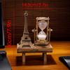 1 Piece Creative Retro Iron Tower Decoration, Minimalist Home Decor For Living Room, Study, Office Desk, Wooden Sand Timer Clock
