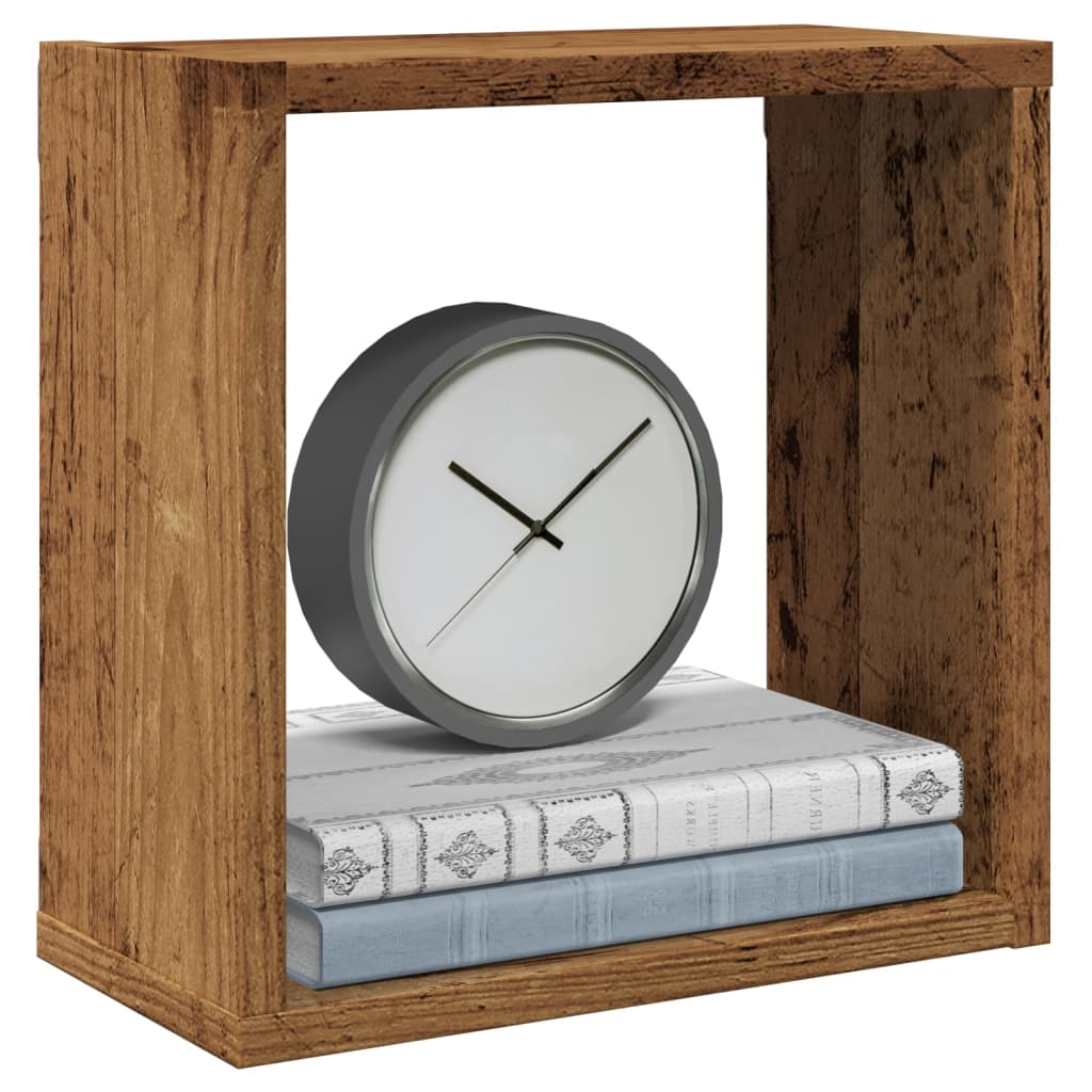 Cube Wall Shelves Set of 6 Rustic Wood Look 30 x 15 x 30 cm Wood Based Material