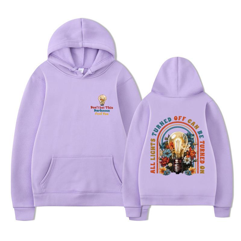 Don't Let This Darkness Fool You Bright Light Bulb Printed Men's Women's Fashion Casual Loose Comfortable Hoodie