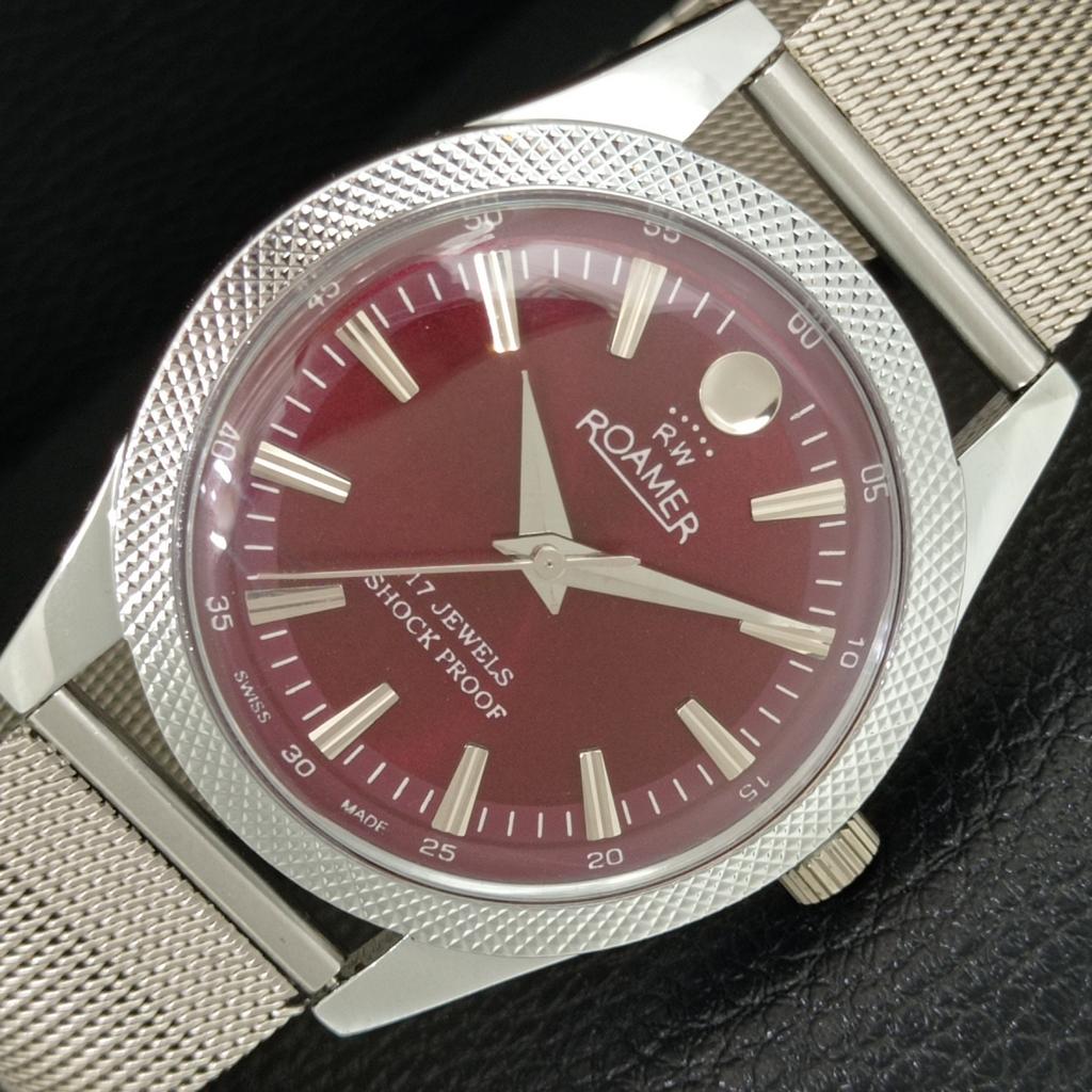 

REFURBISHED VINTAGE HAND-WINDING SWISS MENS RED COLOR DIAL WATCH a707152-1