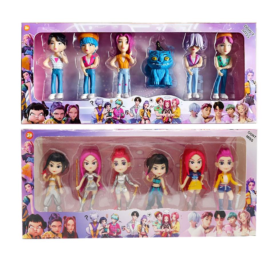 6pcs/set Kpop Devil Hunter Action Figure Set Derpy Tiger Rumi Mira Zoey Cute Dolls Collectible Figurines Fans Gift