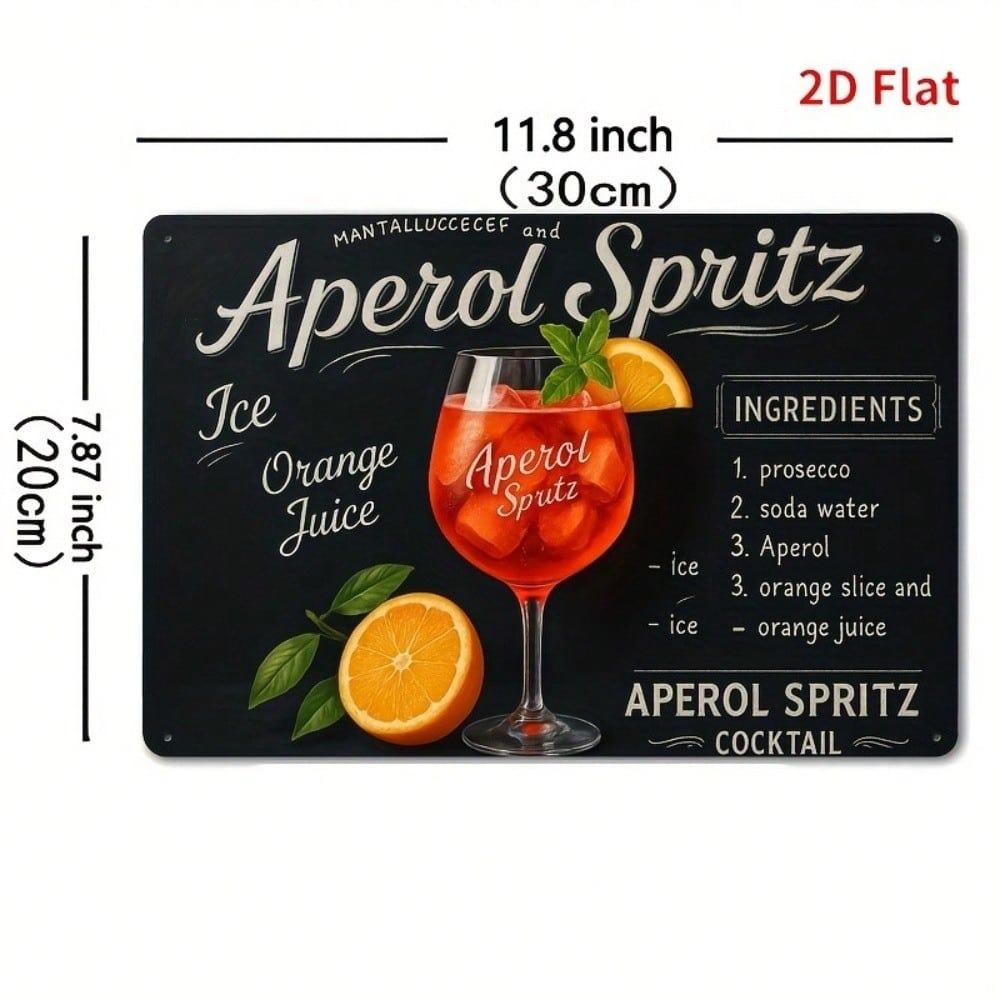 Vintage plechová cedule Recept na Aperol Spritz Kovové nástěnné umění Dekorace do kuchyně a baru