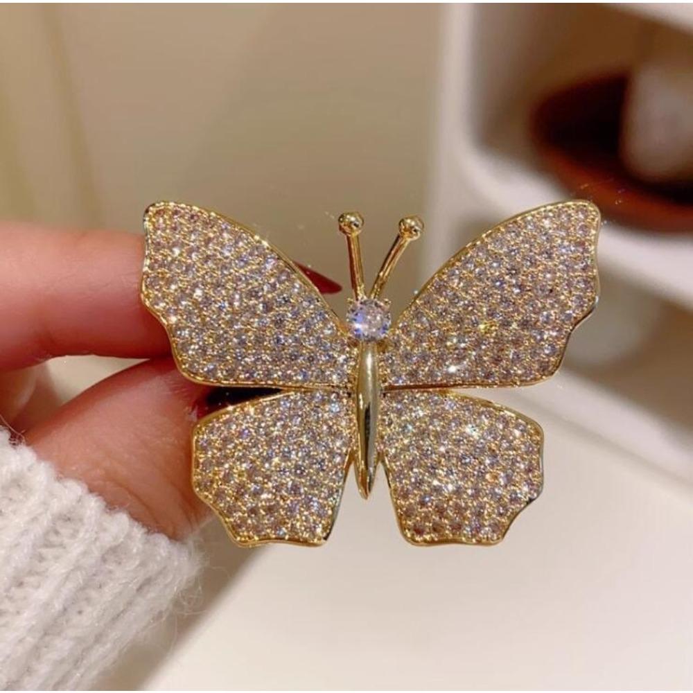 Diamond Butterfly Versatile Simple Brooch Flower Anti-light Pin Clothing Accessories Corsage