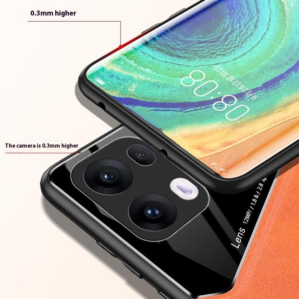 For Oppo Reno13 Pro 5G Case Leather Coated PC+TPU Phone Back Cover