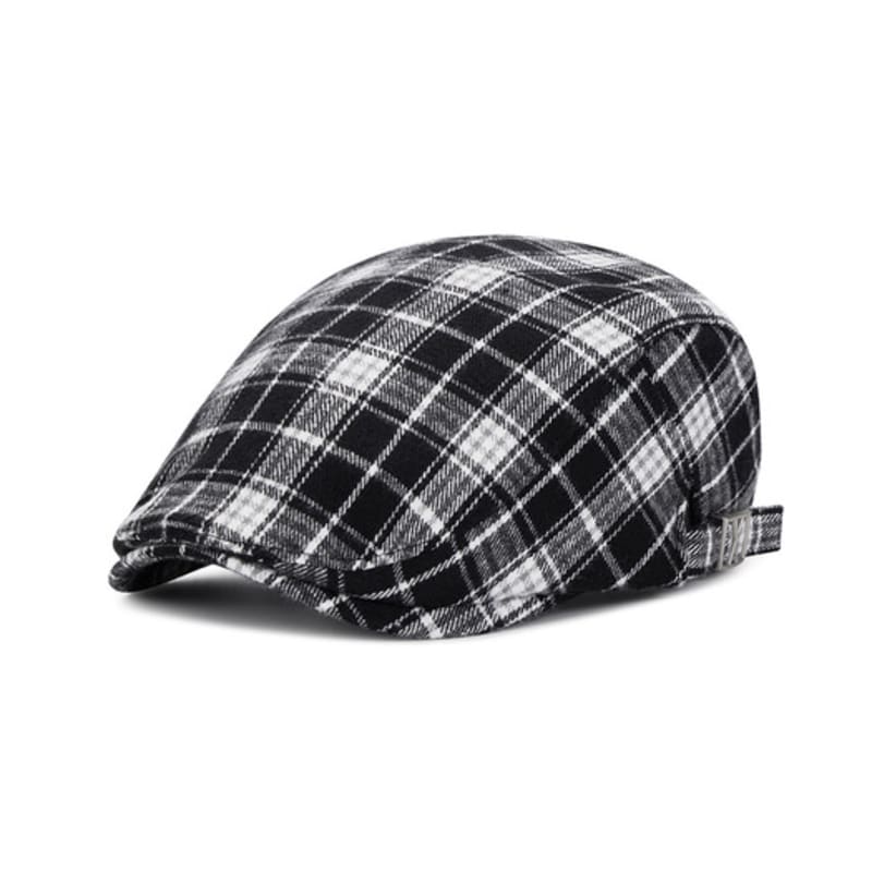 VARZAR VA Square Belt Check Hunting Cap Black Check