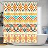 Modern Geometric Shower Curtain SetBright Colorful Bath Mat Decor for Bathroom Accessories In Orange, Blue Yellow Size 180 X 234