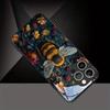 Berries Flowers Bees Pattern Tempered Glass Phone Case For iPhone 17 16 15 14 13 12 11 Pro Max 17 Air 7 8 Plus XR XS X Cover