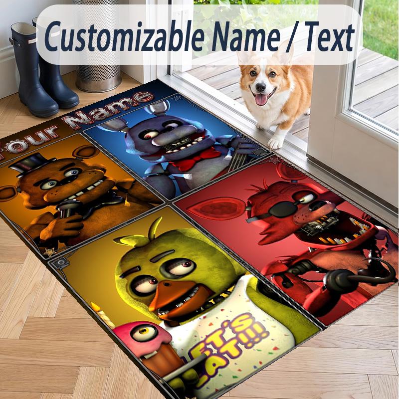 Custom Text Five Nights at Freddy’s Pattern Floor Rug Soft Indoor Carpet Mat Living Room Bedroom