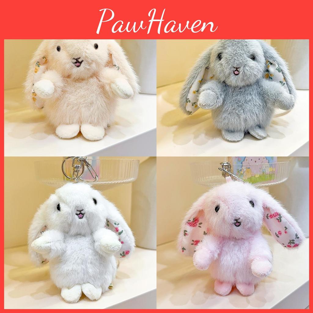 Garden Style Longeared Rabbit Plush Keychain With Soft Material For Gift And Decor