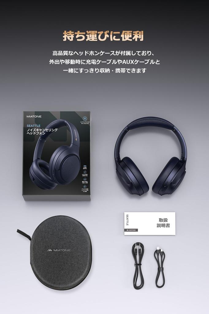 MIATONE Seattle (Bluetooth 5.4 Wireless Headphones) Hybrid Active Noise Cancellation Up To 48dB / Wireless & AUX Wired Connection / Ambient Sound Mode