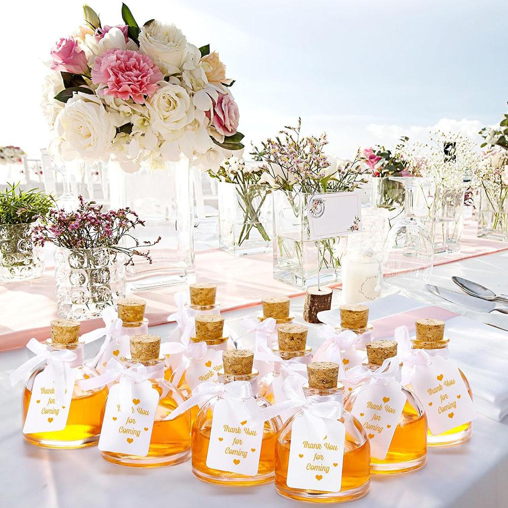 1.7 Oz, 12 Pcs Mini Glass Liquor Bottles Set, Small Glass Wine Bottles, Wine Juice, Alcohol, Wedding Party Favors,
