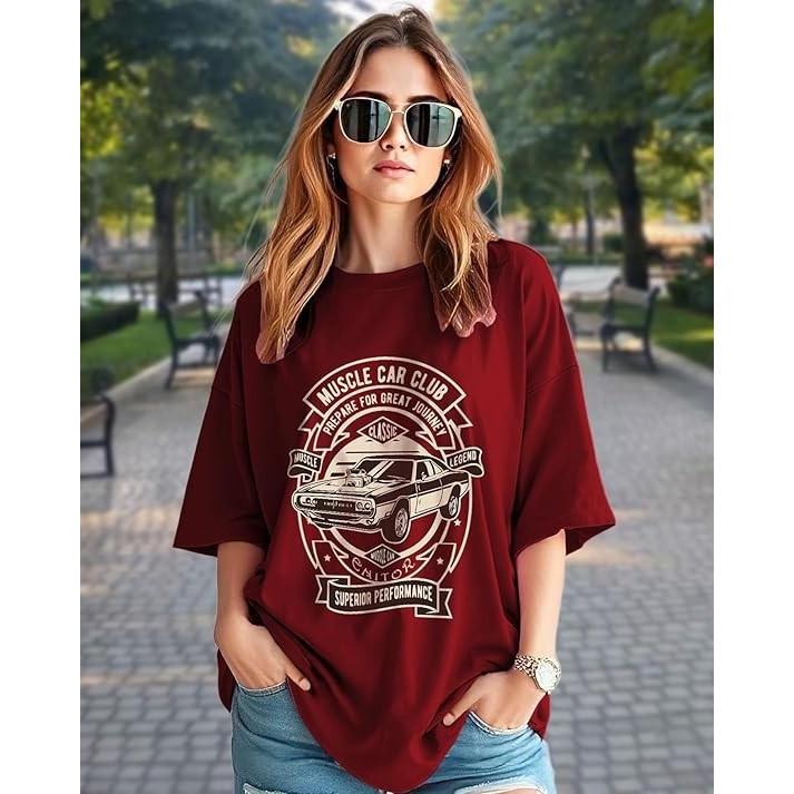 Cotton Blend Graphic Front Printed T-shirt Women's Casual Wear Top Pack Of 2