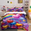 Rainbow Heart Star Decoration Set Soft Comfortable Duvet Cover Bedding Set Included 1*Duvet Cover & 2*Pillowcases, Gift