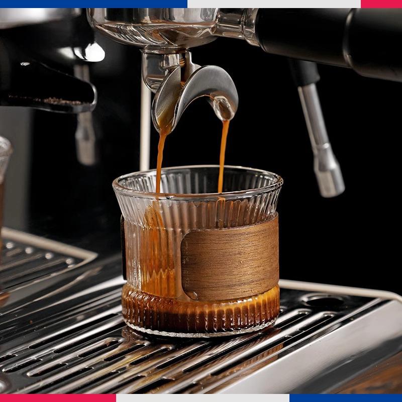 Japanese Heat Insulated Texture Cup High Borosilicate Glass 150ml Retro Stripe Wide Mouth Latte Art Aesthetic Hand Drip Coffee