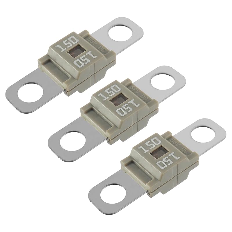 BOJACK AMI/Midi 50A High Current Fuse - Bolt-on Fuse 50 Amp for Cars, Trucks, Construction Vehicles, Buses, Caravans (Pack of 3)