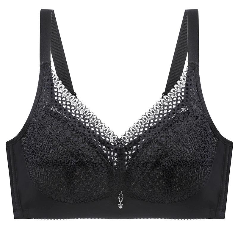 Plus Size Bra Underwear Lace Women Thin Cup No Steel Ring Large Cup Underwear Adjustable Bra Push Up
