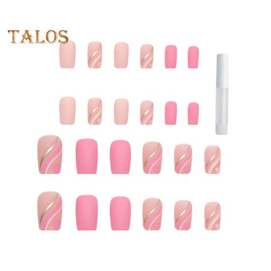 

24 шт., короткие квадратные накладные ногти, искусственные французские накладные ногти с блестящим телесным дизайном, принадлежности для дизайна ногтей «сделай сам» розовый