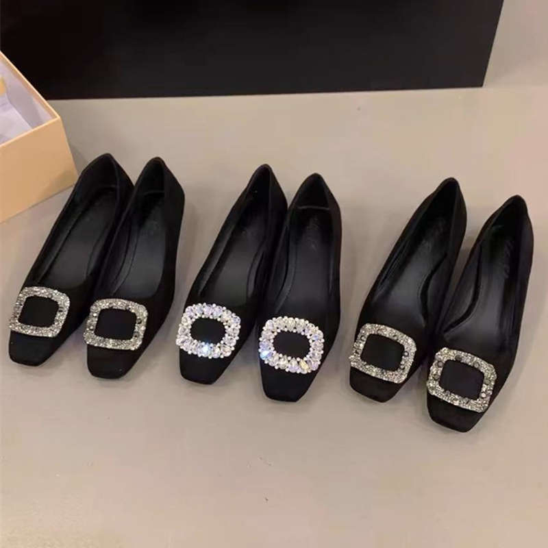 Rhinestone inner height-increasing single shoes women's spring and autumn new versatile evening shoes small black high heels
