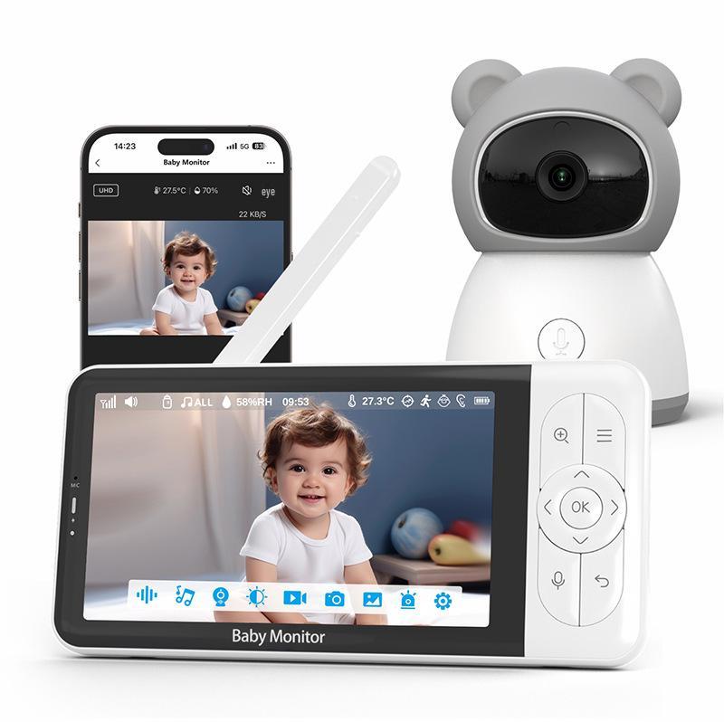 HD 5-Inch Wireless Baby Monitor with WiFi, Two-Way Talk, Night Vision, and Tuya Remote Monitoring AU Plug