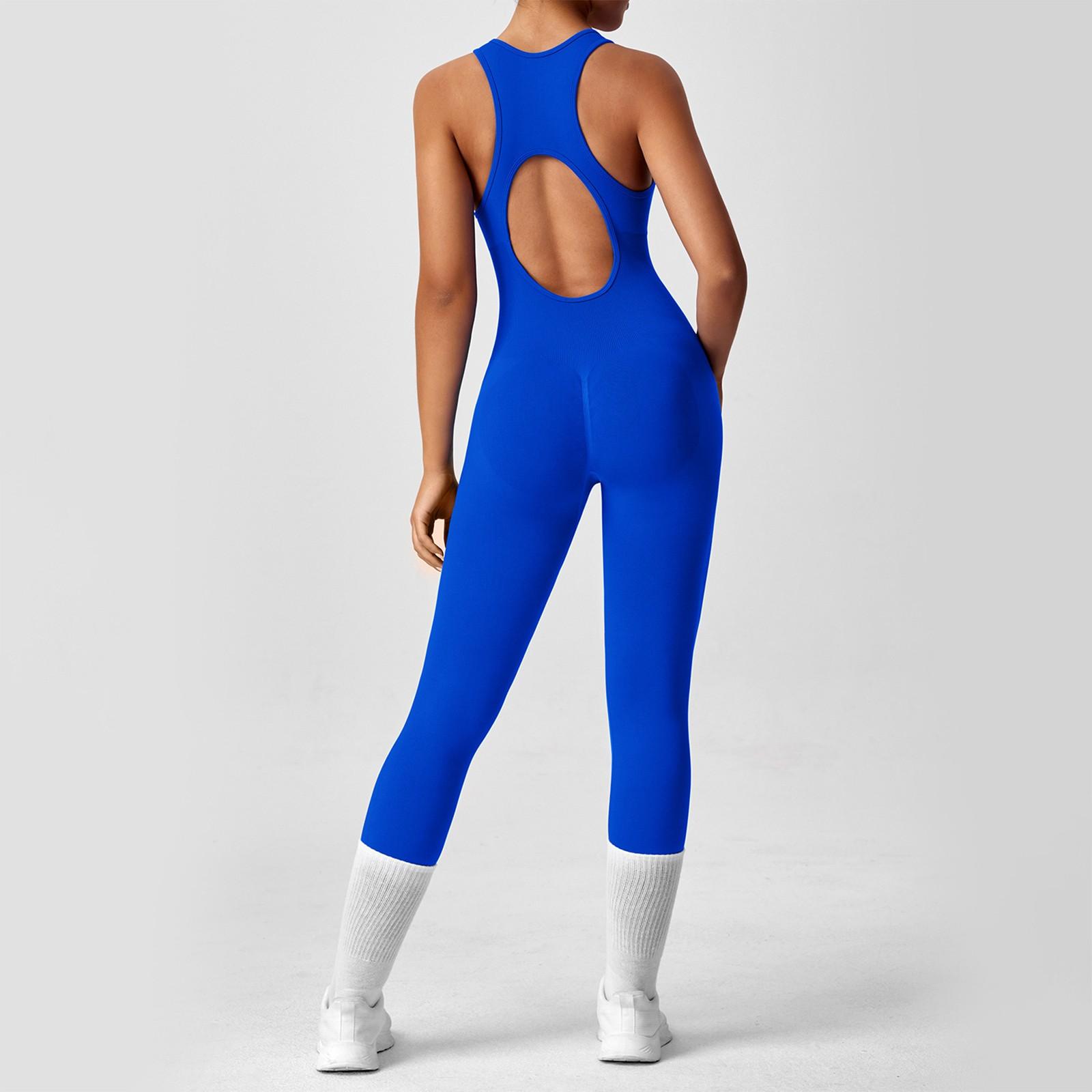 

Women s Fashionable Color Round Neck Tight Back Yoga Suit Yoga Jumpsuit M