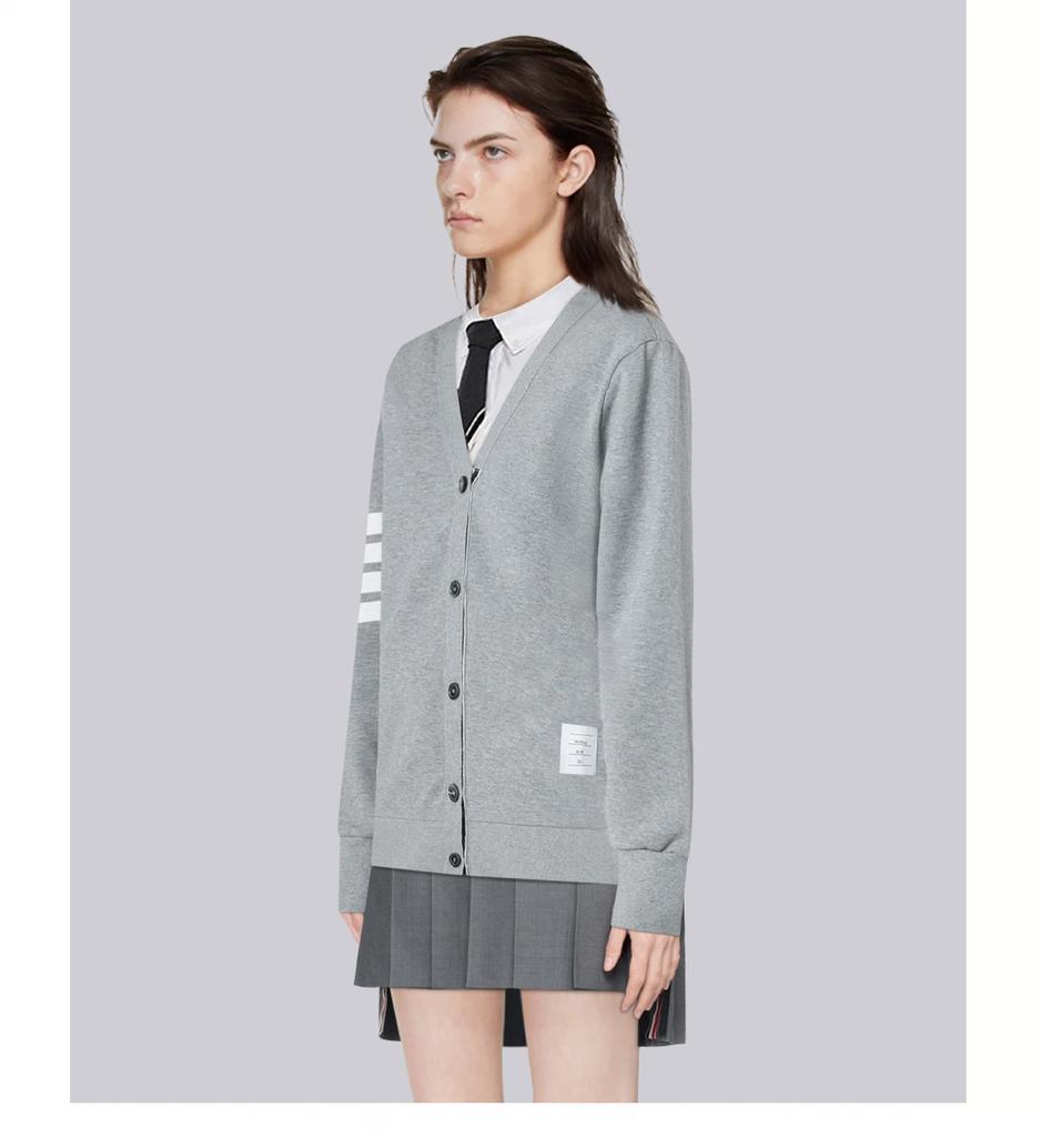 TB Cardigan New Autumn and Winter Coat College Style Woven Unisex Four Bar Knit Couple Gray Cardigan Jacket