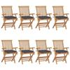 VidaXL Set of 8 Garden Chairs with Cushions, Patio Seats, Balcony Chairs, Outdoor Patio Furniture, 3072904