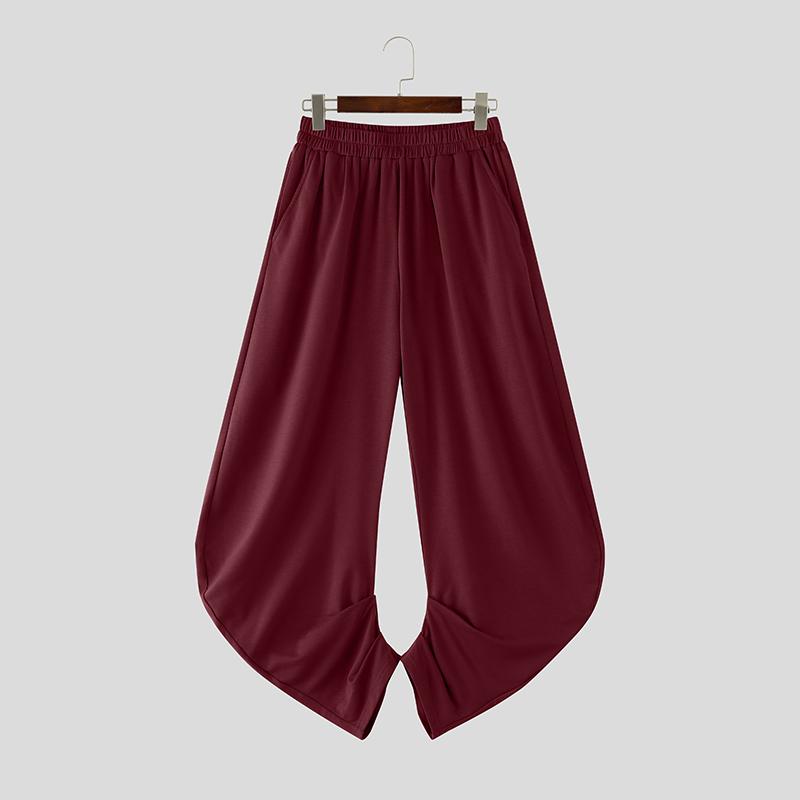 INCERUN Men Elastic Waist Casual Baggy Drop-crotch Pants Long Harem Trousers