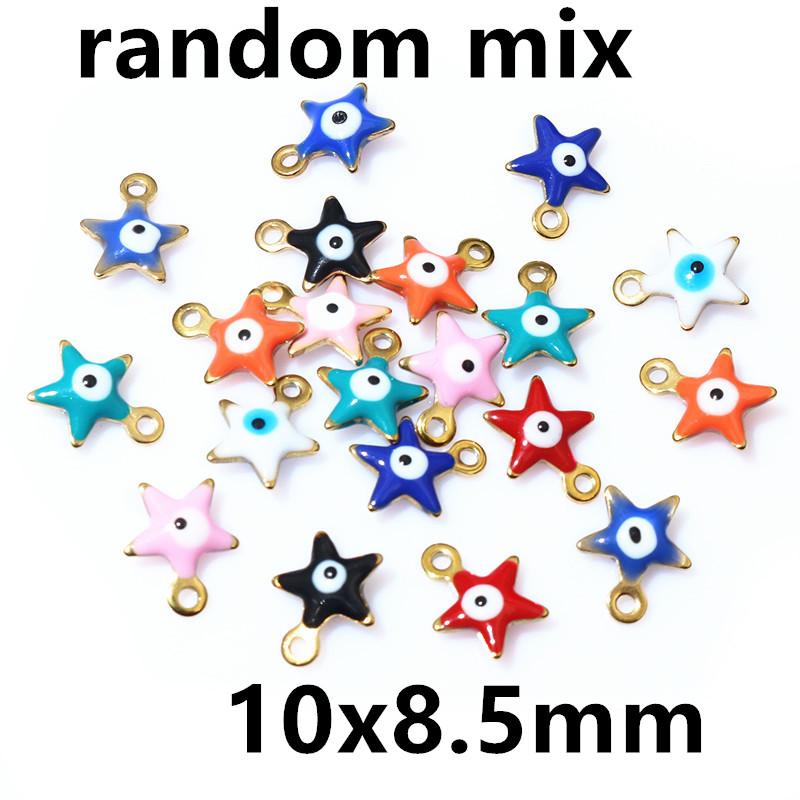 20pcs 10x8.5mm Enamel Evil Eyes Star Charms Pendant Stainless Steel DIY Jewelry Making Accessories Findings Bracelet Earrings