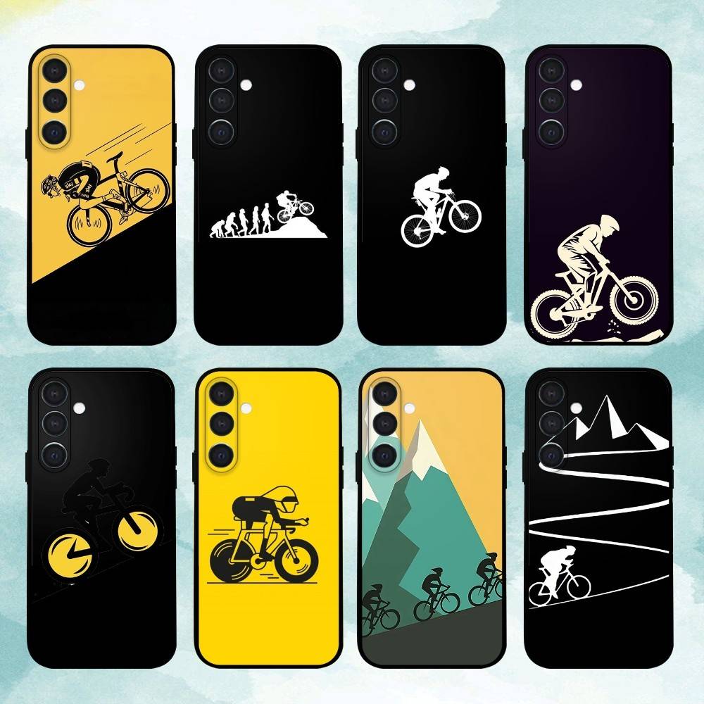 Bicycle movement pattern Phone Case For Samsung A73,72,71,53,52,51,22,91,80, Soft Black Cover