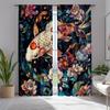2pcs Black Koi Fish Curtains   Japanese Traditional Cherry Blossom & Lotus Window Drapes for Room