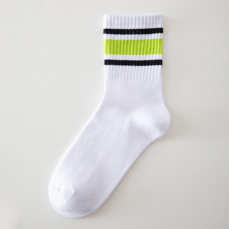 New Fashion Color Block Striped Mid-calf Sports Socks Men Women Breathable Cotton Socks Outdoor Running Basketball Cycling Socks