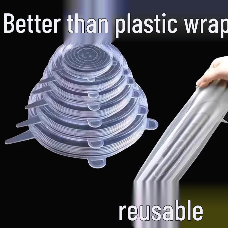 6-Piece Silicone Stretchable Fresh-Keeping Lids for Bowls, Fruits, and Vegetables