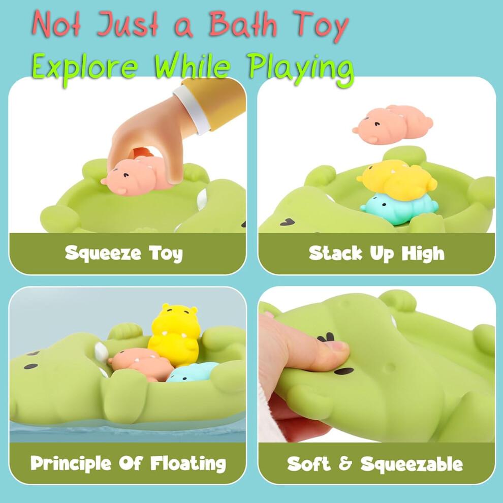 Seal Family Bath Adventure Set - Soft Vinyl Mother Seal and 3 Baby Seals, No Hole Design, Safe for Kids Fun Bath Time