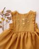 Girls' Summer Pastoral Style Ruffled Sleeve Embroidered Floral Dress